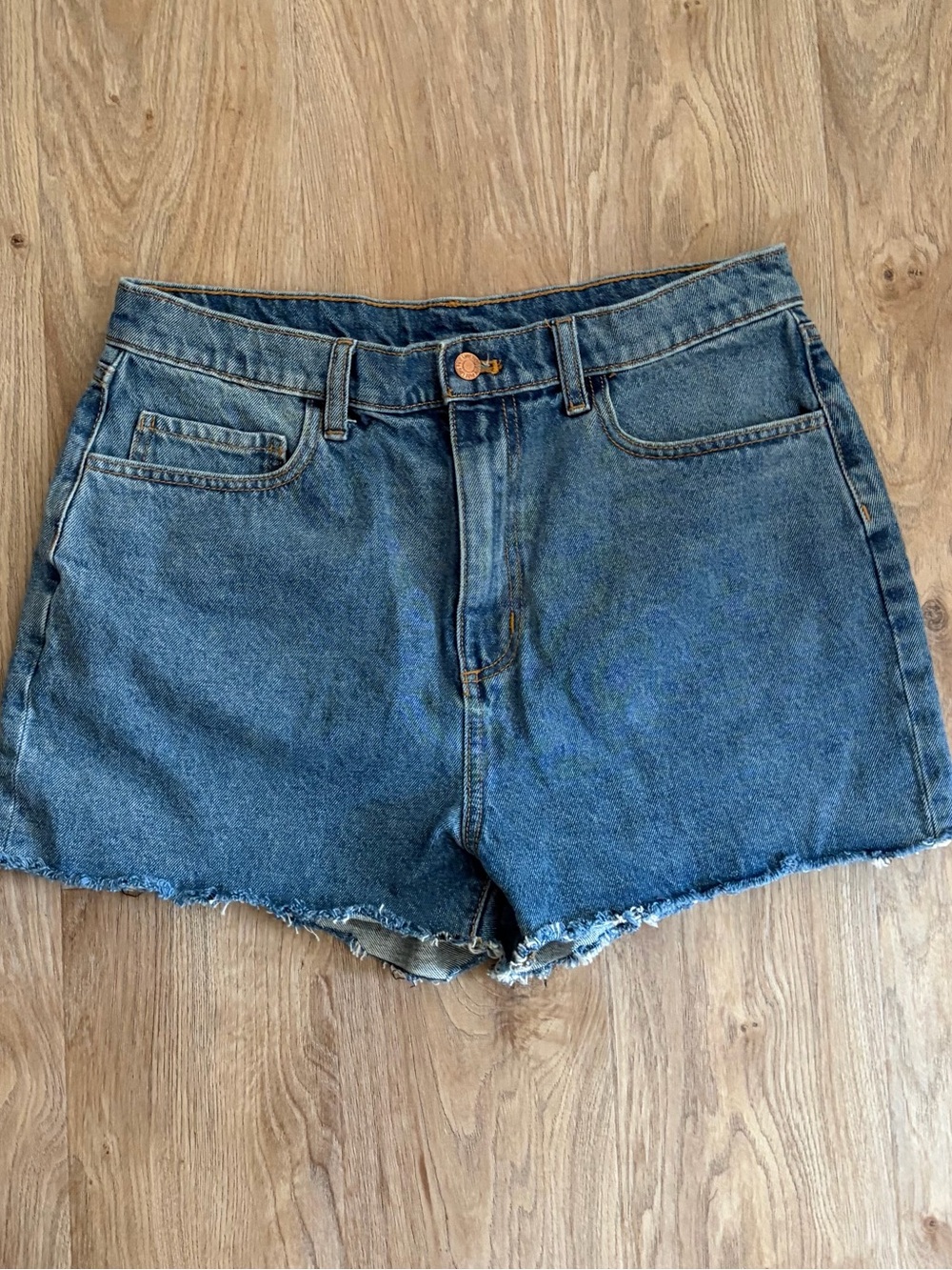 PINK Victoria's Secret Dark Blue High-Rise Denim Shorts Sz 30 waistline